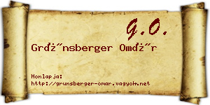 Grünsberger Omár névjegykártya